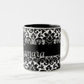 Eleganter Damast-Kalligraphieentwurf Zweifarbige Tasse (VorderseiteRechts)