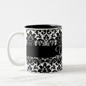 Eleganter Damast-Kalligraphieentwurf Zweifarbige Tasse (Links)
