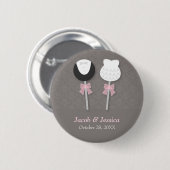 Eleganter Damast-Kuchen-Pop, der Gastgeschenke Button (Vorne & Hinten)