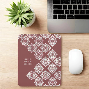 Eleganter Damast-Regency-Geometrischer Pastellrote Mousepad