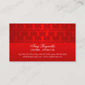 Eleganter Damast-roter silberner Schimmer Visitenkarte (Rückseite)