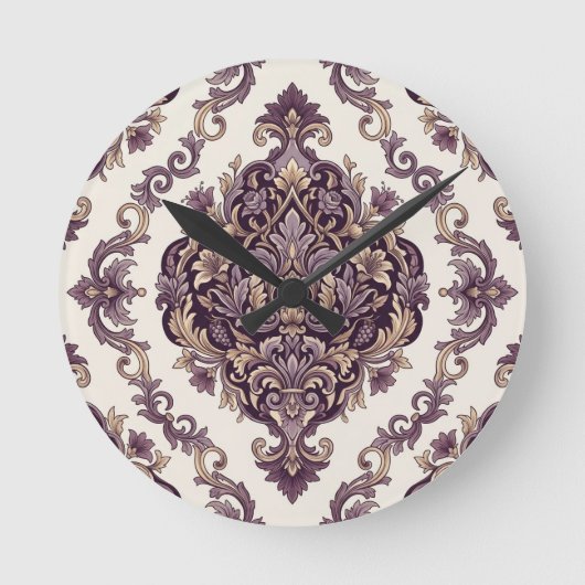 Eleganter Damast Runde Wanduhr (Vorderseite)