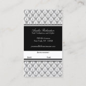 Eleganter Damast-Salon Terminkarte (Rückseite)