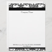 Eleganter Damast-Schwarzweiss-Briefkopf Briefbogen (Vorne/Hinten)