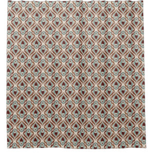 Eleganter Damast-Stil - aquamarin und braun Duschvorhang