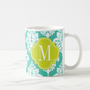 Eleganter Damast-Türkis u. grünes Kaffeetasse