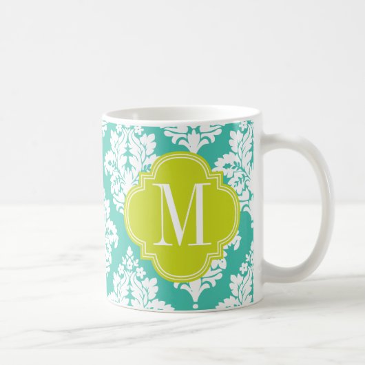 Eleganter Damast-Türkis u. grünes Kaffeetasse (Rechts)