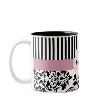 Eleganter Damast und Streifen monogramed