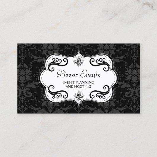 Eleganter Damast und Wirbel Visitenkarte (Vorderseite)