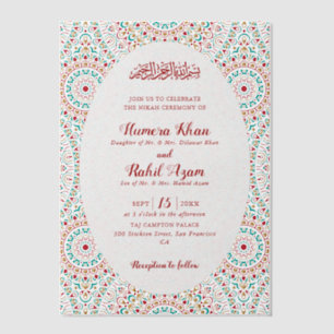 Eleganter Damast verzierter Mihrab muslimische Hoc Pergament Einladungen