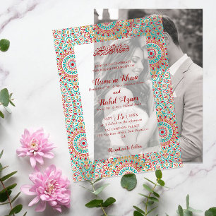 Eleganter Damast verzierter Mihrab muslimische Hoc Pergament Einladungen