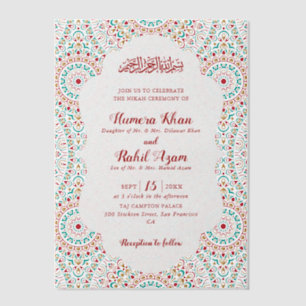 Eleganter Damast verzierter Mihrab muslimische Hoc Pergament Einladungen