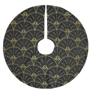 Eleganter Damast, vintage Blumenmuster. Polyester Weihnachtsbaumdecke