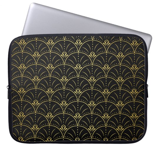 Eleganter Damast, Vintages Blumendesign. Laptopschutzhülle (Vorderseite)