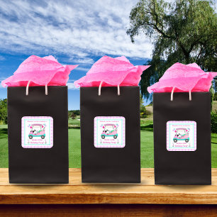 Eleganter Damen-Golfparty-Wagen Danke Geburtstag Quadratischer Aufkleber