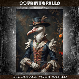 Eleganter Dandy-Storch mit Blume und Top-Hut Seidenpapier