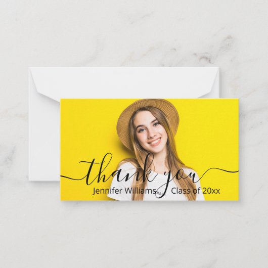 eleganter Dank Kalligraphie Foto Abschluss Mitteilungskarte (Vorderseite)