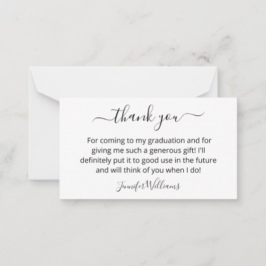 eleganter Dank Kalligraphie Foto Abschluss Mitteilungskarte (Rückseite)