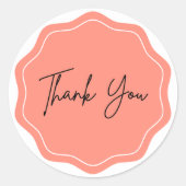 Eleganter "Danke"-Aufkleber - Koral Wavy-Grenze Runder Aufkleber (Vorderseite)