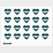 Eleganter Dark Aquamarin Damask Heart Wedding Stic Herz-Aufkleber (Blatt)