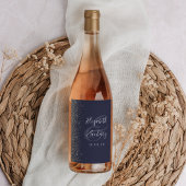 Eleganter Dark Blue Silver Glitzer Hochzeit Weinetikett