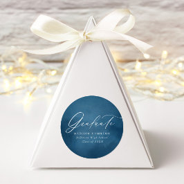 Eleganter Dark Blue Watercolor-Abschluss Runder Aufkleber