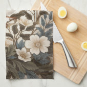 Eleganter Dark-eyed Junco Creme-Blumenmuster Geschirrtuch (Viertel Falte)