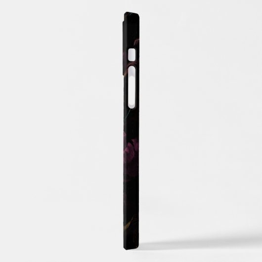 Eleganter Dark Floral Monogram Script Name iPhone Hülle (Linke Seite)