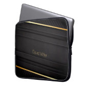 Eleganter Dark-Gold-Line Hintergrund und Individue Laptopschutzhülle (Vorderseite Links)