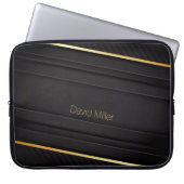 Eleganter Dark-Gold-Line Hintergrund und Individue Laptopschutzhülle (Vorderseite)