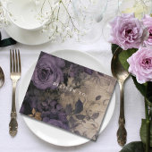 Eleganter Dark Gothic Lila Rose Foto QR Code All In One Einladung