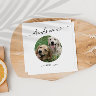 Eleganter Dark Gray Calligraphy Wedding Dog Cockta Serviette