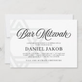 Eleganter Davidstern Bar Mizwa Einladung (Vorderseite)