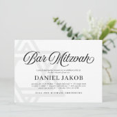 Eleganter Davidstern Bar Mizwa Einladung (Stehend Vorderseite)
