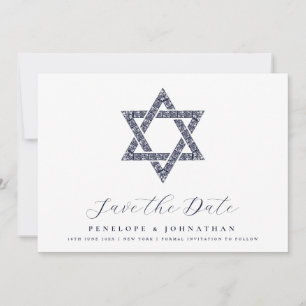 Eleganter Davidstern jüdische Hochzeit Save The Date