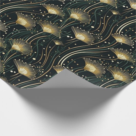 Eleganter Deko aus Goldkunst Geschenkpapier (Ecke)