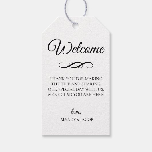 Eleganter Deko Blüh Wedding Welcome Bag Geschenkanhänger (Vorderseite)