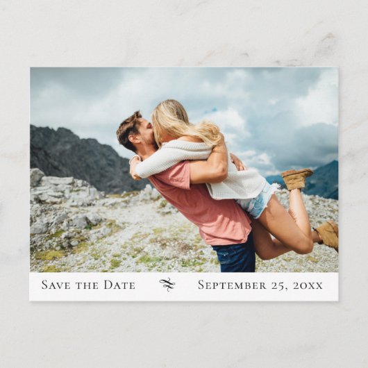 Eleganter Deko Blüht Foto Save the Date Ankündigungspostkarte (Vorderseite)