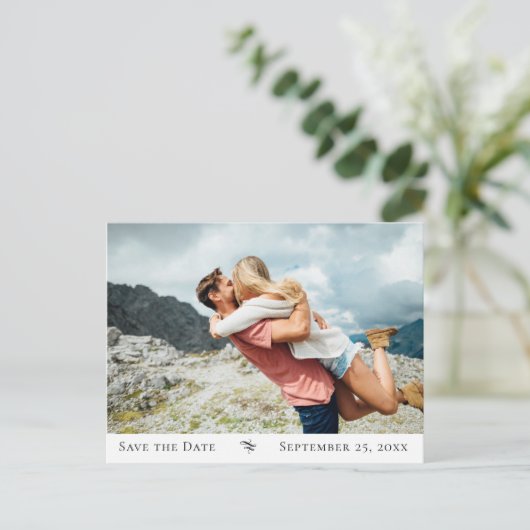 Eleganter Deko Blüht Foto Save the Date Ankündigungspostkarte (Stehend Vorderseite)