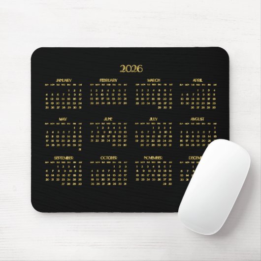 Eleganter Deko Jahreskalender 2026 Mousepad (Mit Mouse)