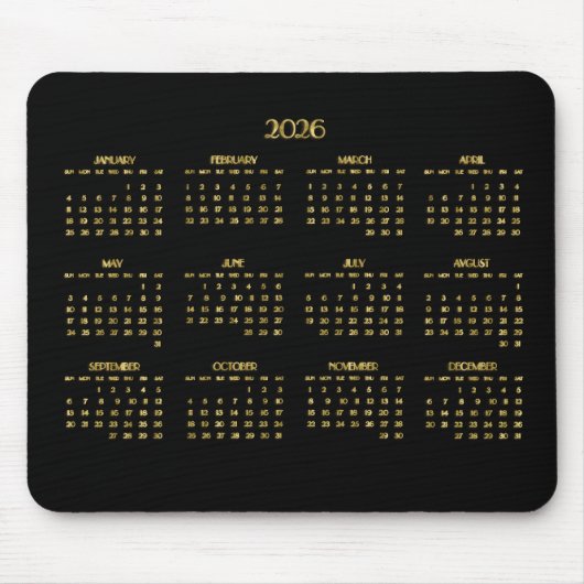 Eleganter Deko Jahreskalender 2026 Mousepad (Vorne)
