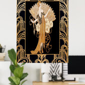 Eleganter Deko Lady mit Fan (Heimbüro)