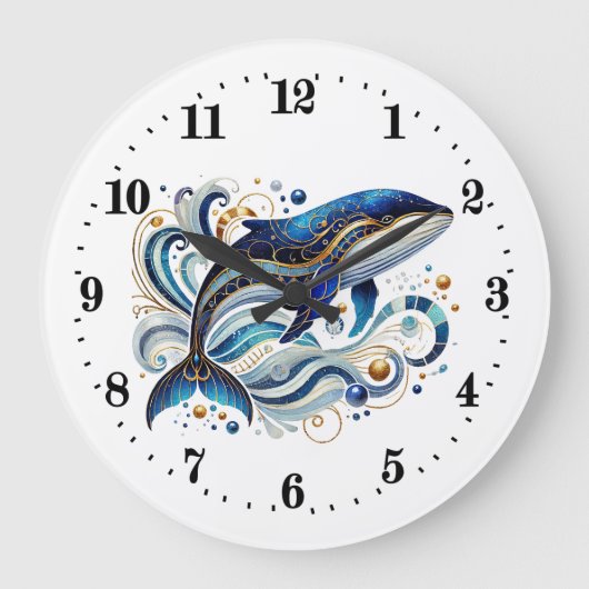 Eleganter Deko Pinguin Wal Große Wanduhr (Vorderseite)