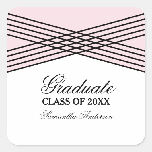 Eleganter Deko Rosa Abschluss Stickers (Vorderseite)