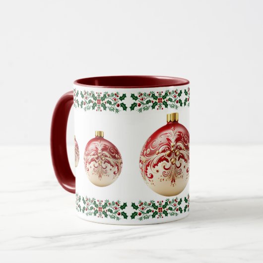 Eleganter dekorativer botanischer Feiertag Weihnac Tasse (Vorderseite Links)
