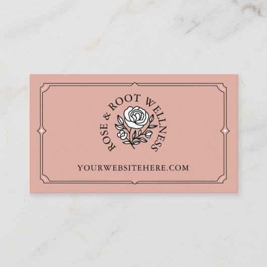 Eleganter dekorativer Rahmen Feminine Rose Visitenkarte (Vorderseite)