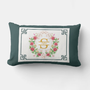 Eleganter dekorativer Rahmen mit floralem Monogram Lendenkissen