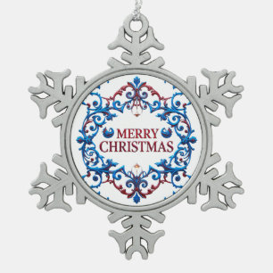 Eleganter dekorativer Weihnachtsbaumschmuck Schneeflocken Zinn-Ornament