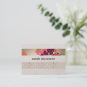Eleganter Designer Floral Chic Gold & Linen Streif Visitenkarte (Stehend Vorderseite)