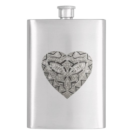 Eleganter Designer Heart Flask Flachmann (Vorderseite)